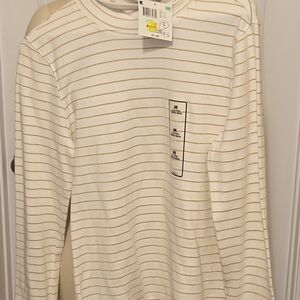 Cream and Gold Striped Long Sleeve Shirt